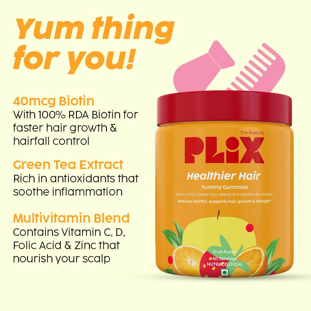 PLIX The Plant Fix Healthier Hair Gummies for Anti Hairfall