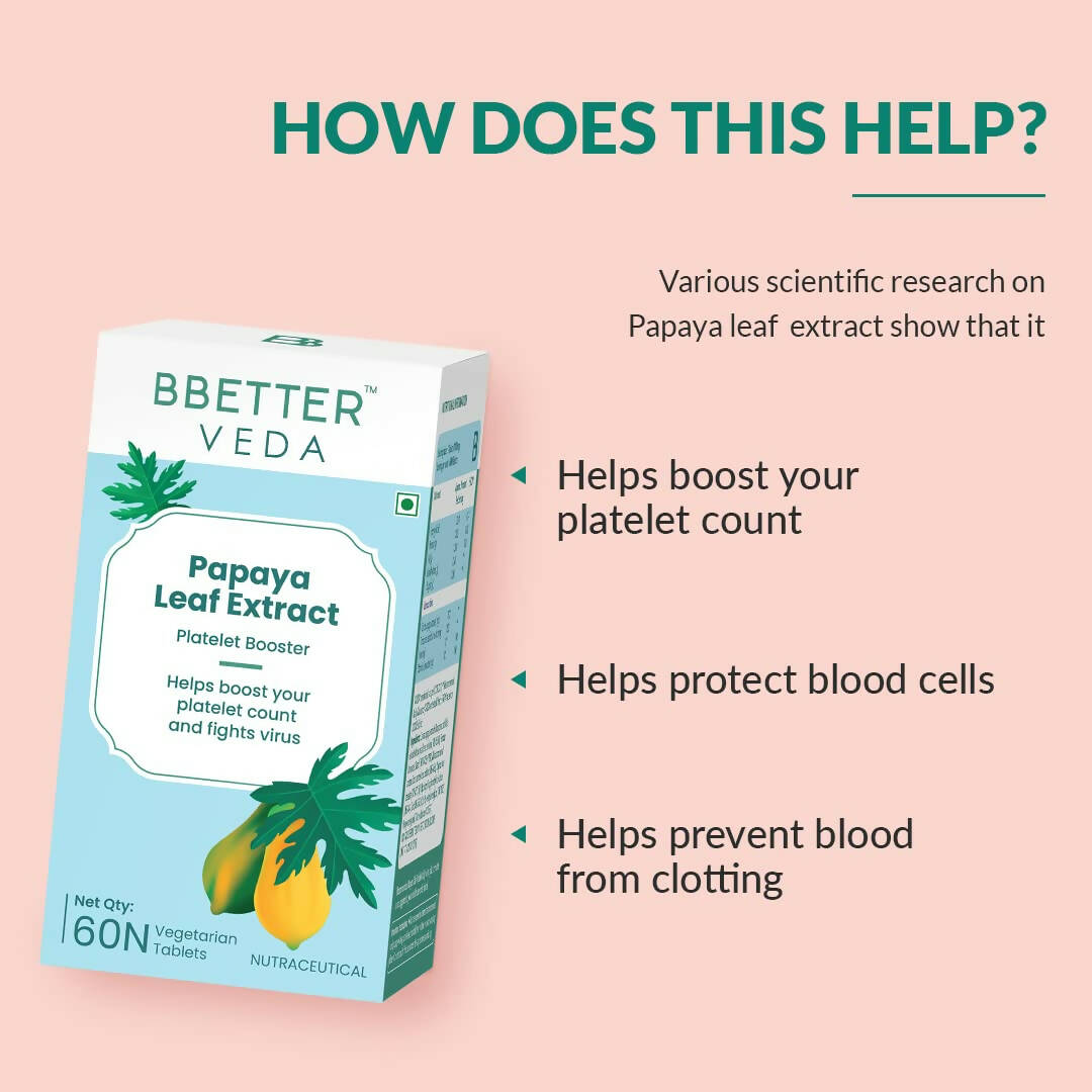 BBETTER Veda Papaya Leaf Extract Platelet Booster Tablets