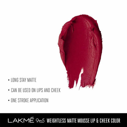 Lakme 9 To 5 Weightless Matte Mouse Lip & Cheek Color - Rosy Plum