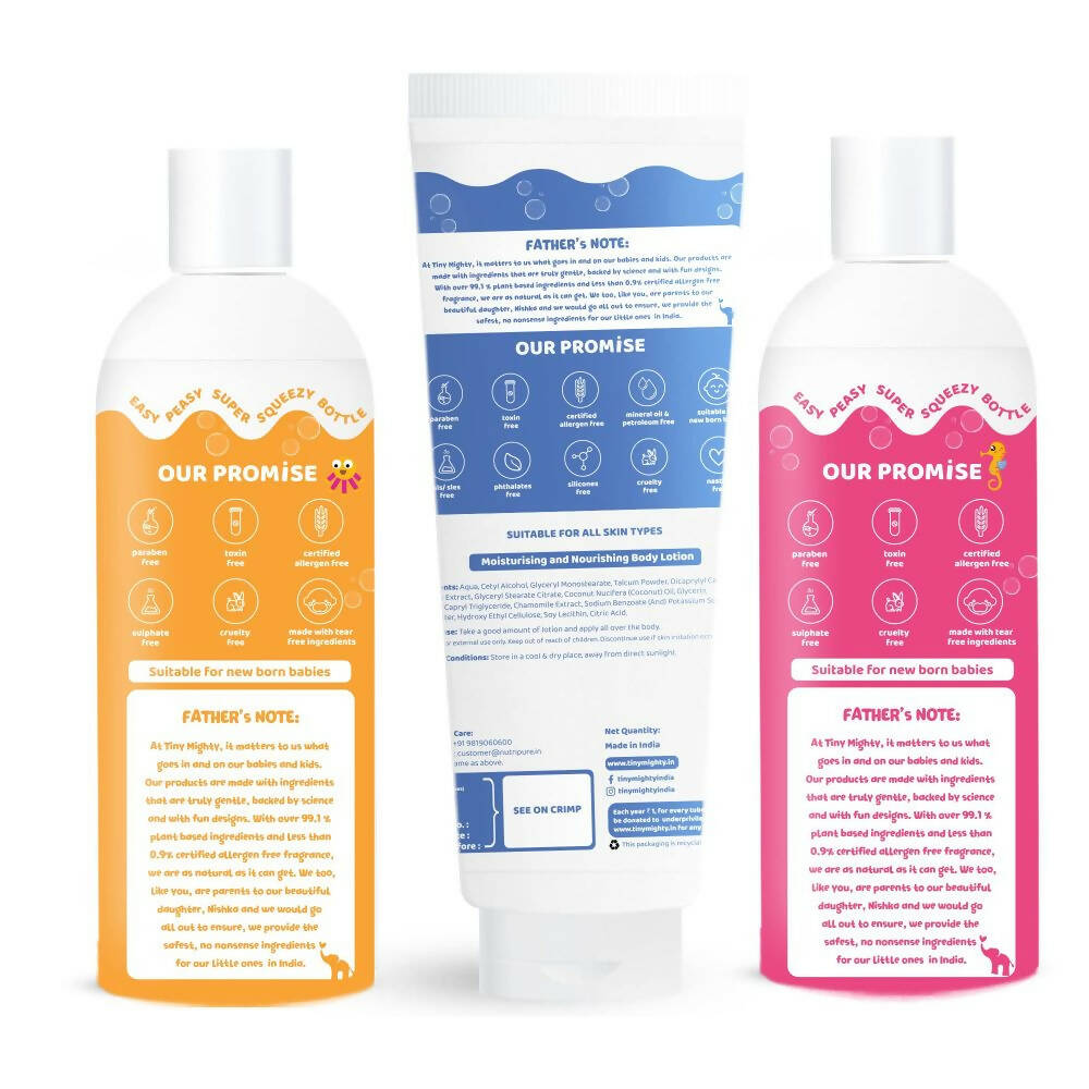 Tiny Mighty Baby Body Wash, Lotion & Shampoo Combo For Sensitive Skin of Kids