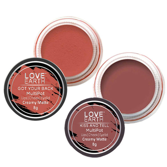 Love Earth Lip Tint & Cheek Tint Multipot Combo (Coral & Mauvish Pink) - BUDNE