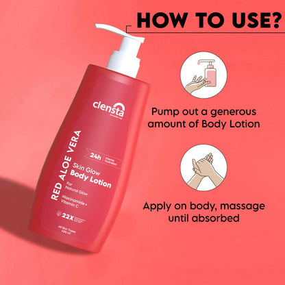 Clensta Red Aloe Vera Skin Glow Body Lotion