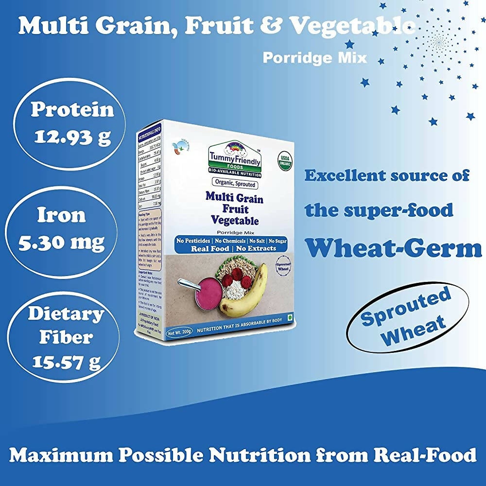 TummyFriendly Foods Organic Sprouted MultiGrain Fruit Vegetable Porridge Mix