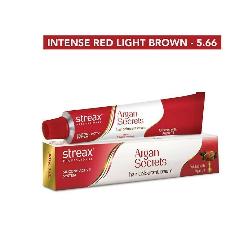 Streax Professional Argan Secrets Hair Colourant Cream - Intense Red Light Brown 5.66