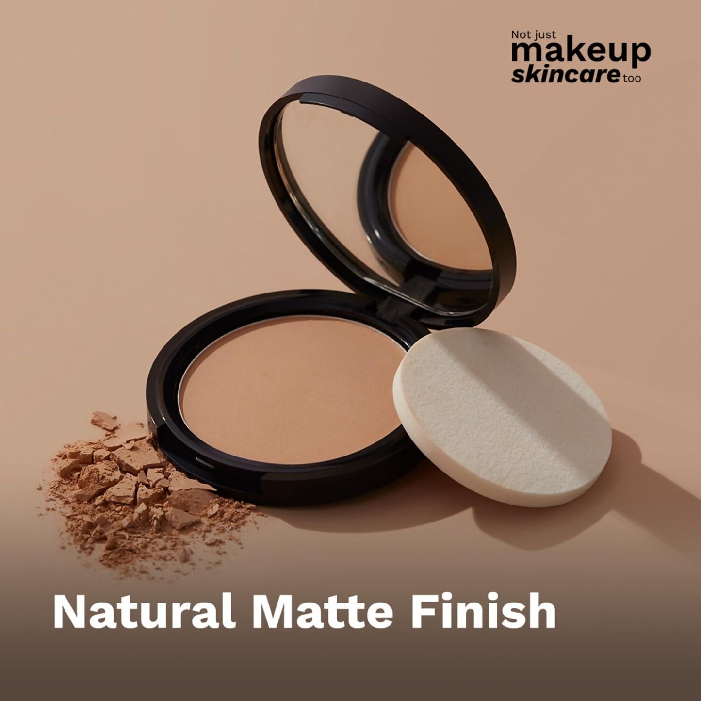 Pilgrim Golden Beige Matte Finish Compact Powder Absorbs Oil, Conceals & Gives Radiant Skin