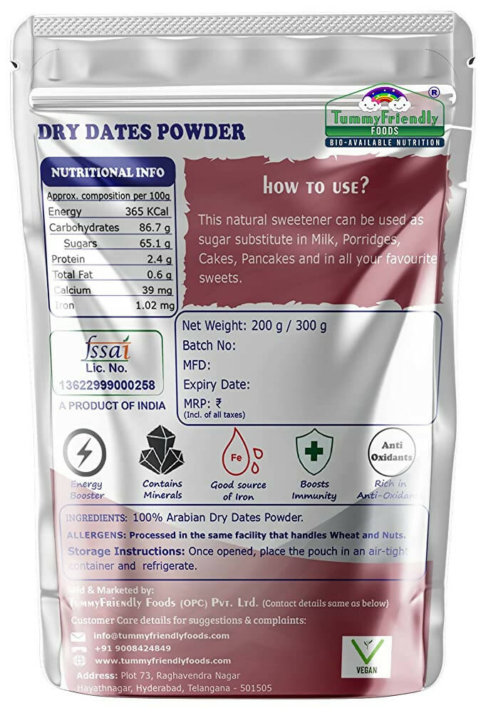 TummyFriendly Foods Dry Dates Powder from Premium Arabian Dates Kharek Powder Cereal