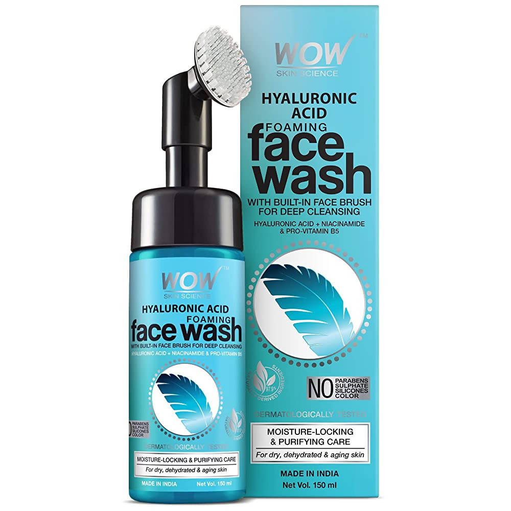Wow Skin Science Hyaluronic Acid Foaming Face Wash With Built-In Brush - BUDNE