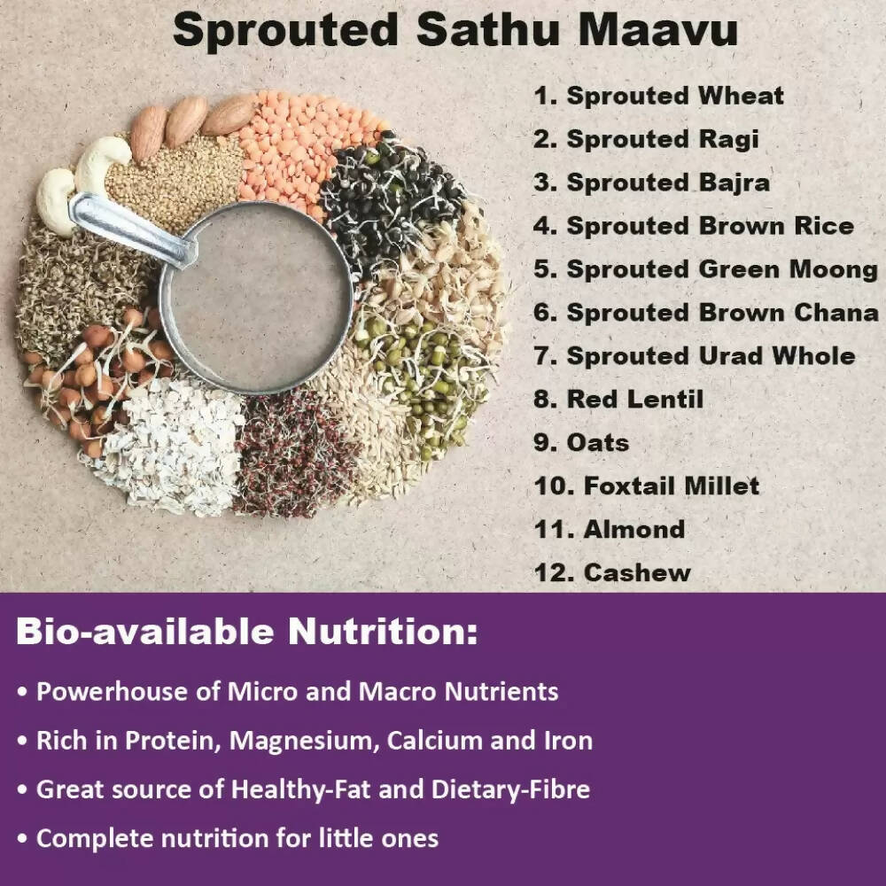 TummyFriendly Foods Organic Sathu Maavu, Sprouted Multi Grain Porridge Mixes