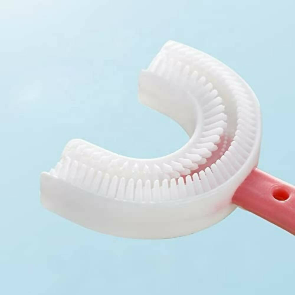 LandVK's Toothbrush for Kids with U Shaped Silicone Brush