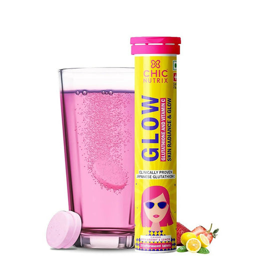 Chicnutrix Glow 500mg Effervescent Tablets - Strawberry & Lemon Flavor - BUDEN