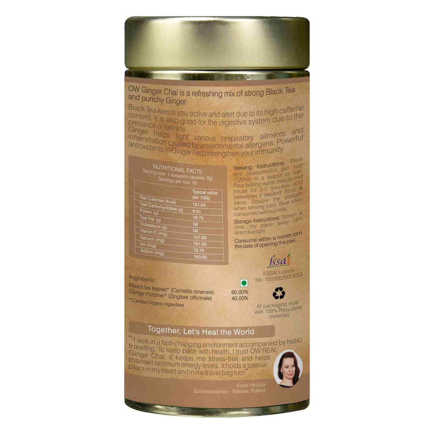 Organic Wellness Ginger Chai Tin Pack