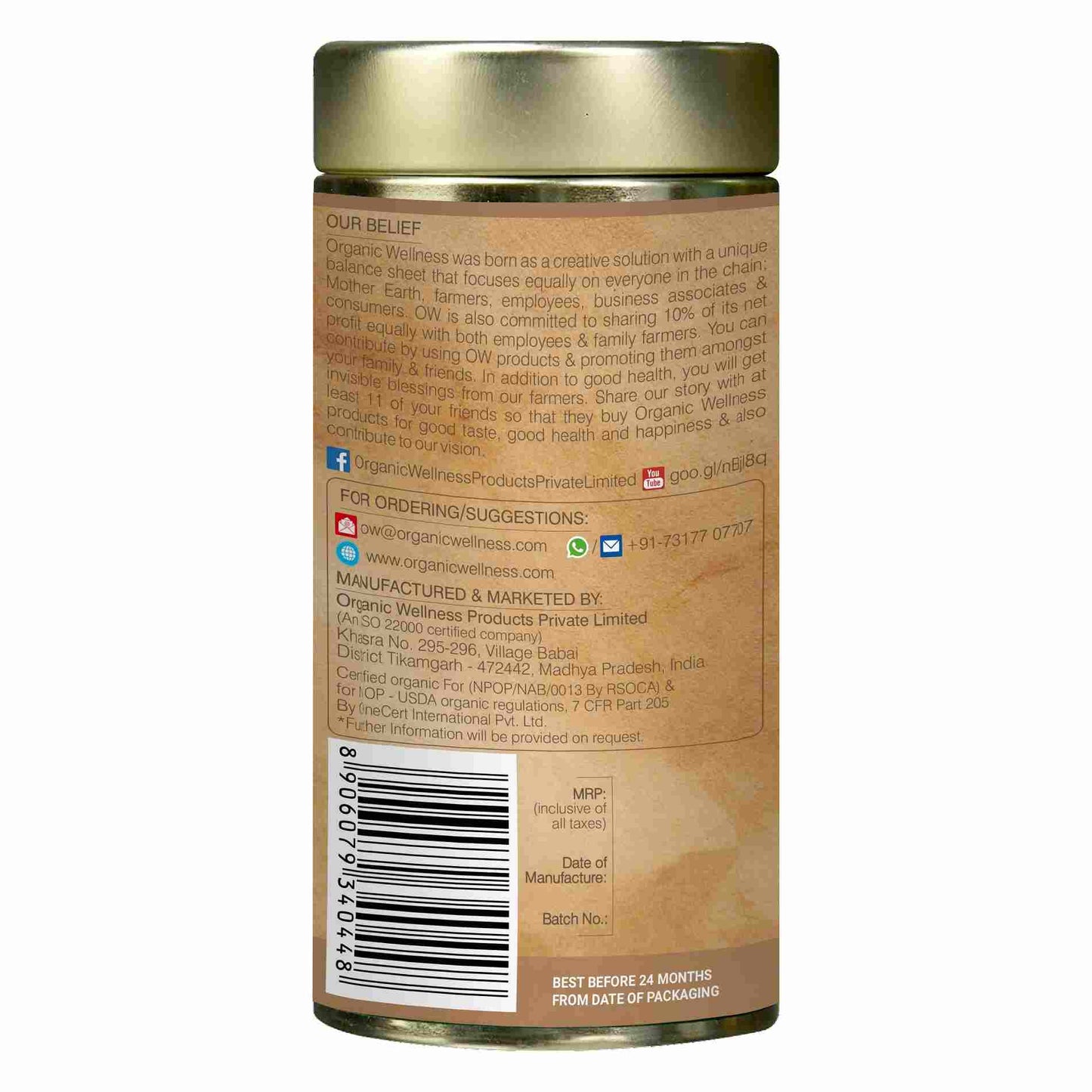 Organic Wellness Ginger Chai Tin Pack
