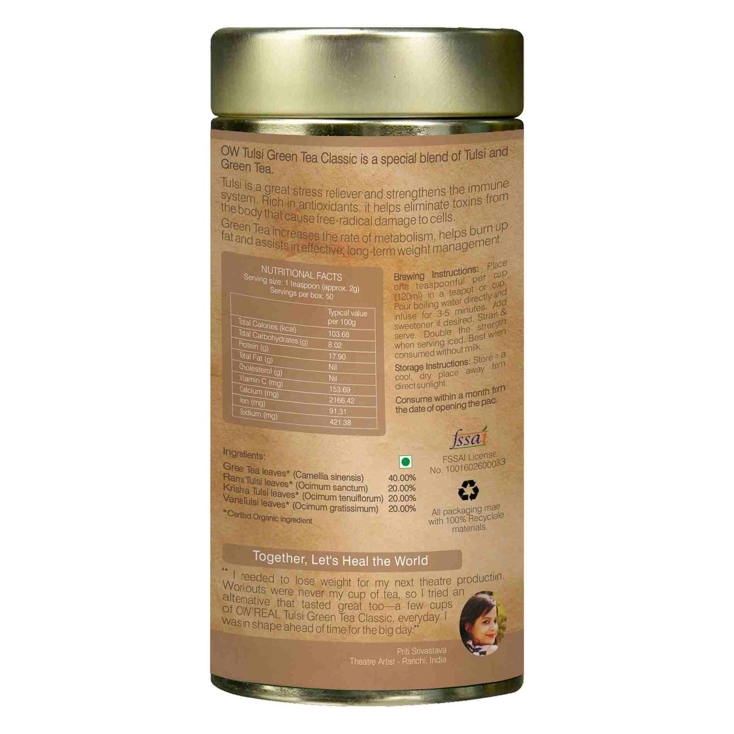 Organic Wellness Tulsi Green Tea Classic Tin