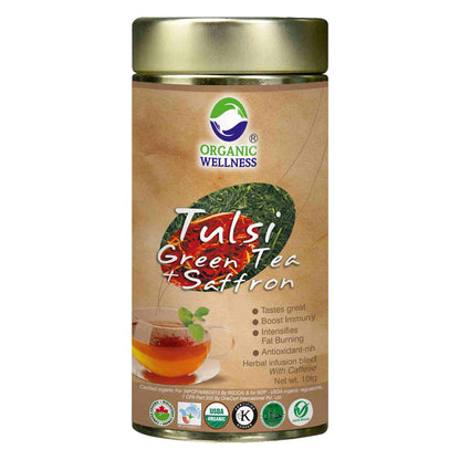 Organic Wellness Tulsi Green Tea + Saffron Tin Pack