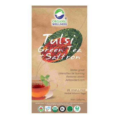 Organic Wellness Tulsi Green Tea + Saffron Tea Bags