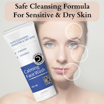 Dermistry Sensitive & Dry Skin Care Calming Soothing Face Wash Safe Cleansing D Biotin & Vitamin E