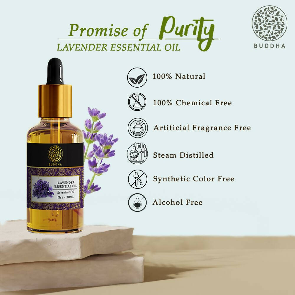 Buddha Natural Lavender Pure Essential Oil - For Healthy Hair, Skin, Sleep