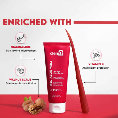 Clensta Red Aloe Vera Skin Glow Face Scrub