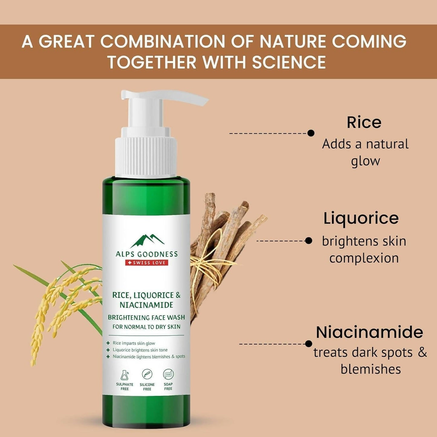 Alps Goodness Rice, Liquorice & Niacinamide Brightening Facewash