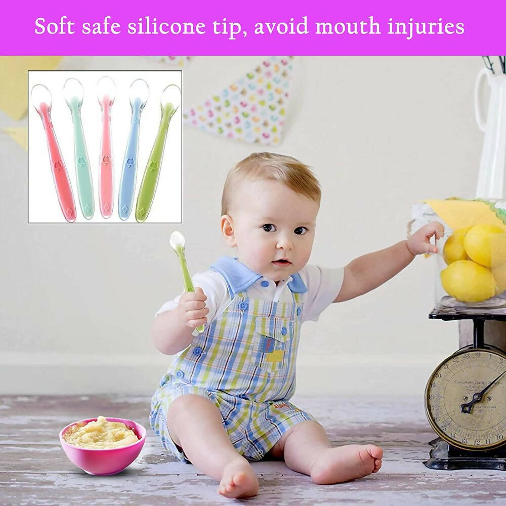 Safe-O-Kid Soft Tip Silicone Spoon, Blue For Kids Protection
