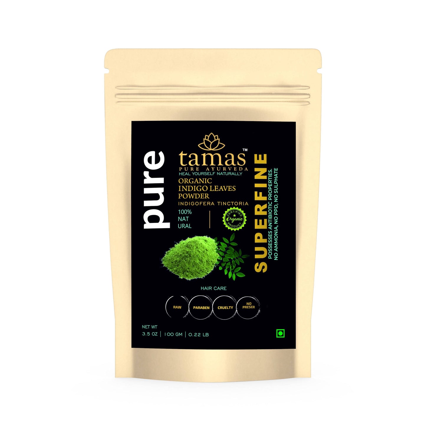 Tamas Pure Ayurveda Superfine Organic Indigo Leaves Powder