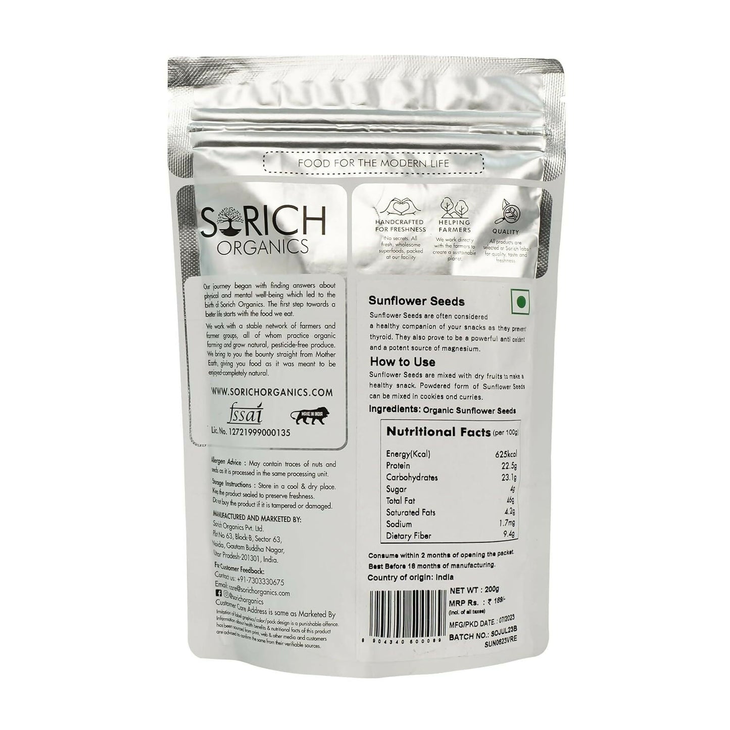 Sorich Organics Raw USDA Organic Sunflower Seeds