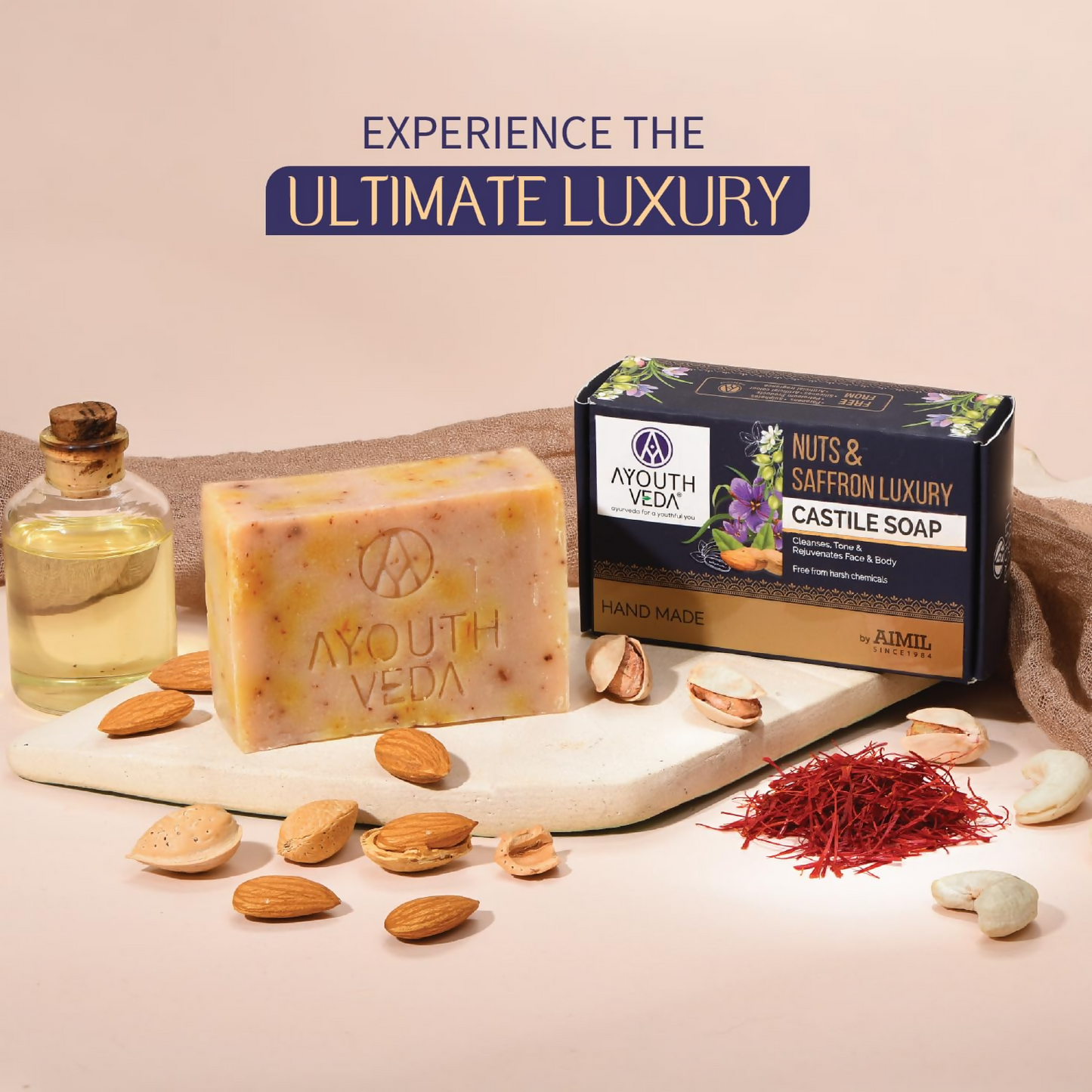 Ayouthveda Nuts & Saffron Luxury Handmade Castile Soap