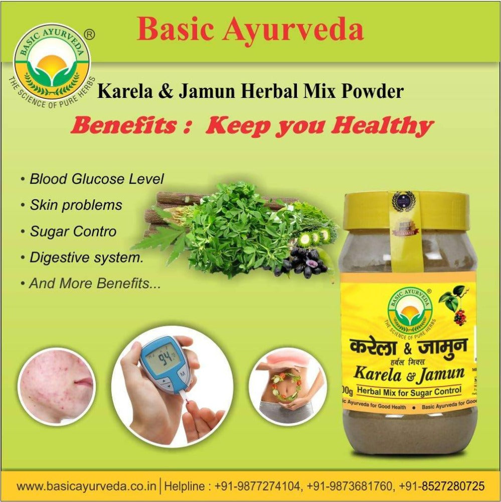 Basic Ayurveda Karela & Jamun Herbal Mix For Sugar Control