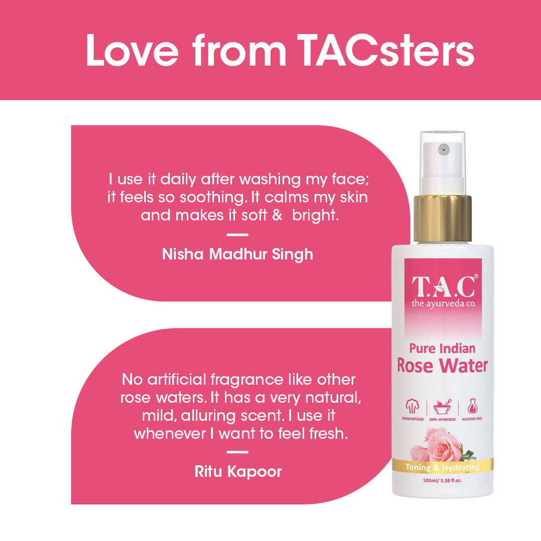 TAC - The Ayurveda Co. Pure Indian Rose Water For Toning & Hydration for Women & Men