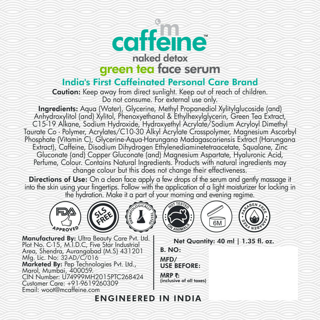 mCaffeine Vitamin C & Green Tea Face Serum with Hyaluronic Acid