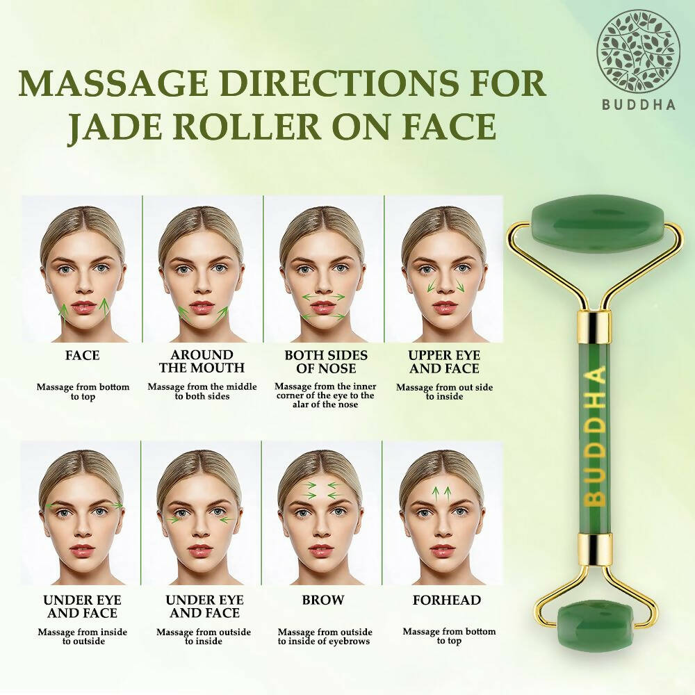Buddha Natural Green-M Green Jade Face Roller Massager (Green)