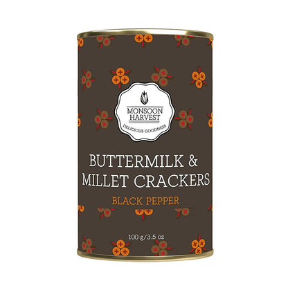 Monsoon Harvest Buttermilk & Millet Crackers Black Pepper