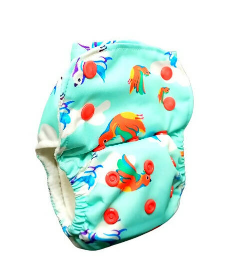 Kindermum Nano Pro Aio Cloth Diaper (With 2 Organic Inserts And Power Booster)-Birdie For Kids