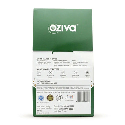 OZiva Biotin Hair Multivitamins Gummies-Kaccha Aam Flavor