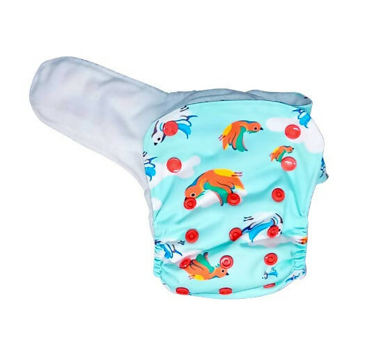 Kindermum Nano Pro Aio Cloth Diaper (With 2 Organic Inserts And Power Booster)-Birdie For Kids