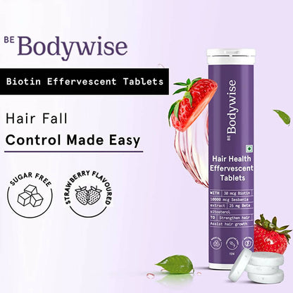 BeBodywise Hair Health Effervescent Tablets for Women -Strawberry