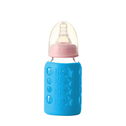 Safe-O-Kid Silicone Baby Feeding Bottle Cover Cum Sleeve for Insulated Protection 120mL- Blue -  USA, Australia, Canada 
