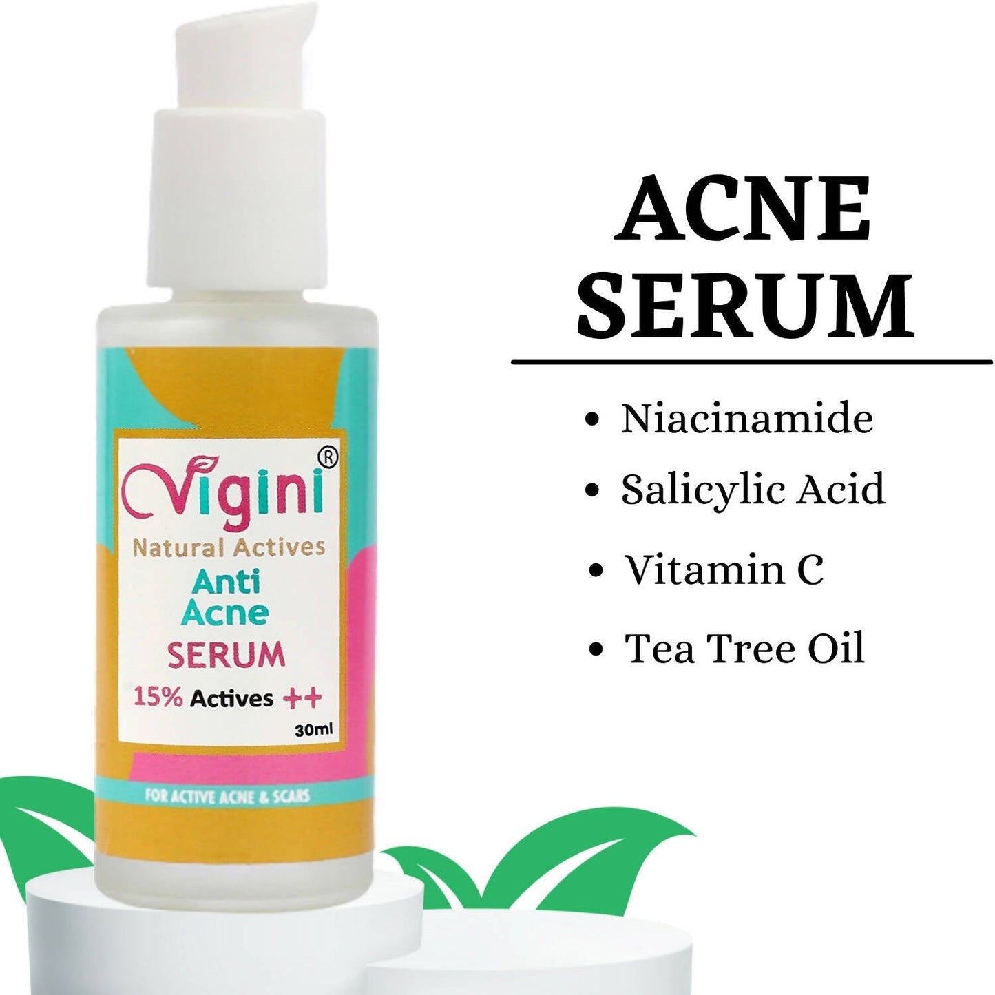 Vigini 15% Anti Acne Day Night Face Serum for Men Women Oily Skin