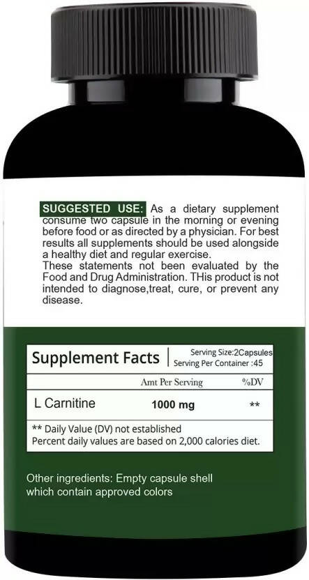 Nutracology L carnitine 1000mg for Weight Loss, Fat Burner and Muscle growth Capsules
