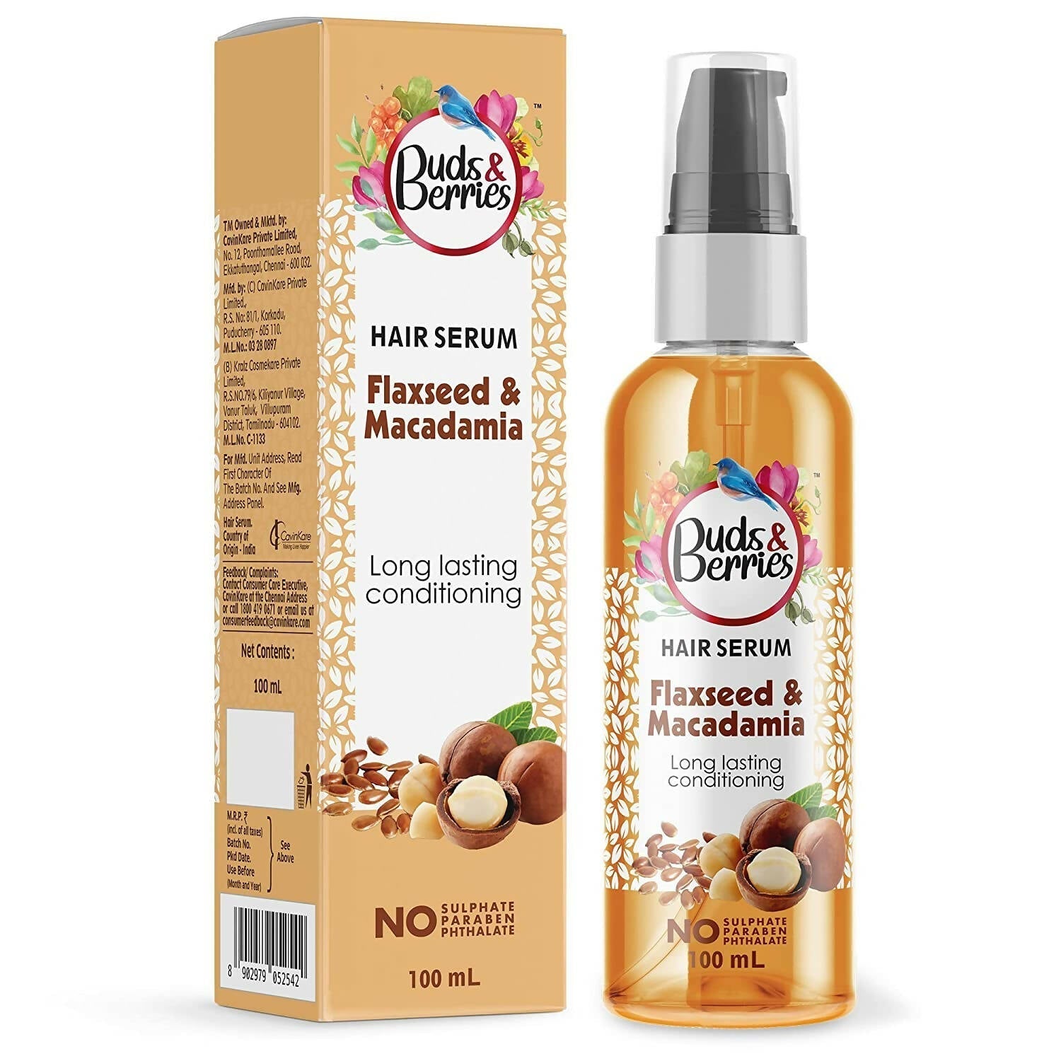 Buds & Berries Hair Serum with Flaxseed and Macadamia - Buy in USA AUSTRALIA CANADA