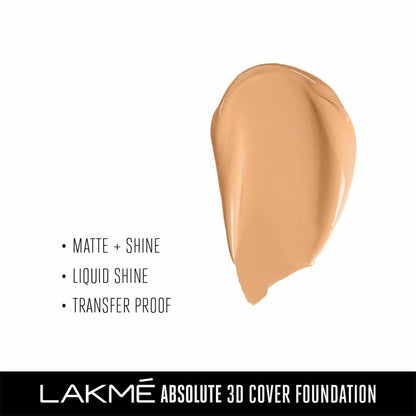 Lakme Absolute 3D Cover Foundation - Warm Sand (15 Ml)