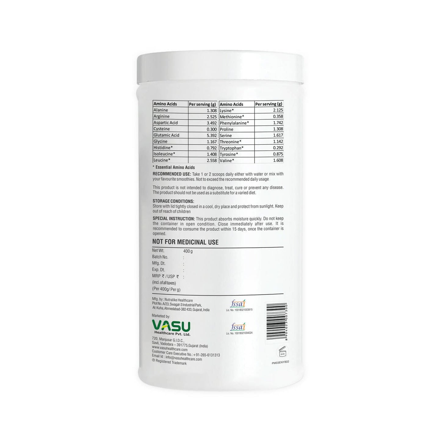 Vasu Healthcare Nutra 100% Pure Plant Protein Powder