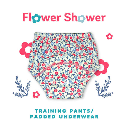 Kindermum Cotton Padded Pull Up Training Pants/Padded Underwear For Kids Flower Shower-Set of 2 pcs