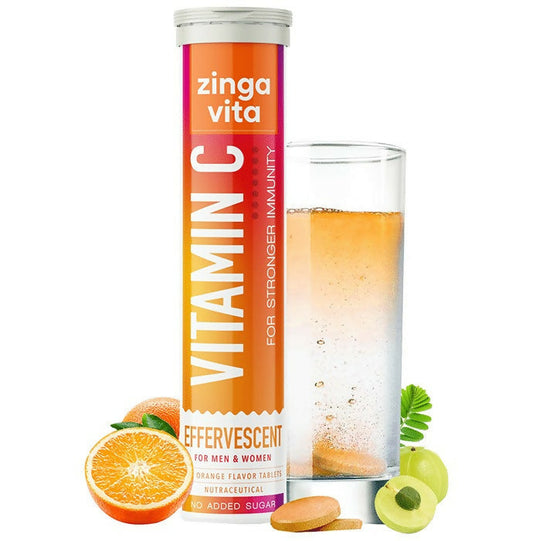Zingavita Vitamin C Effervescent Tablets for Stronger Immunity - Orange Flavor - BUDEN