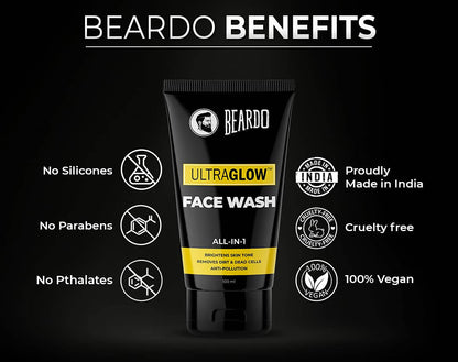 Beardo Ultraglow Face Wash & De-Tan Peel Off Mask Combo