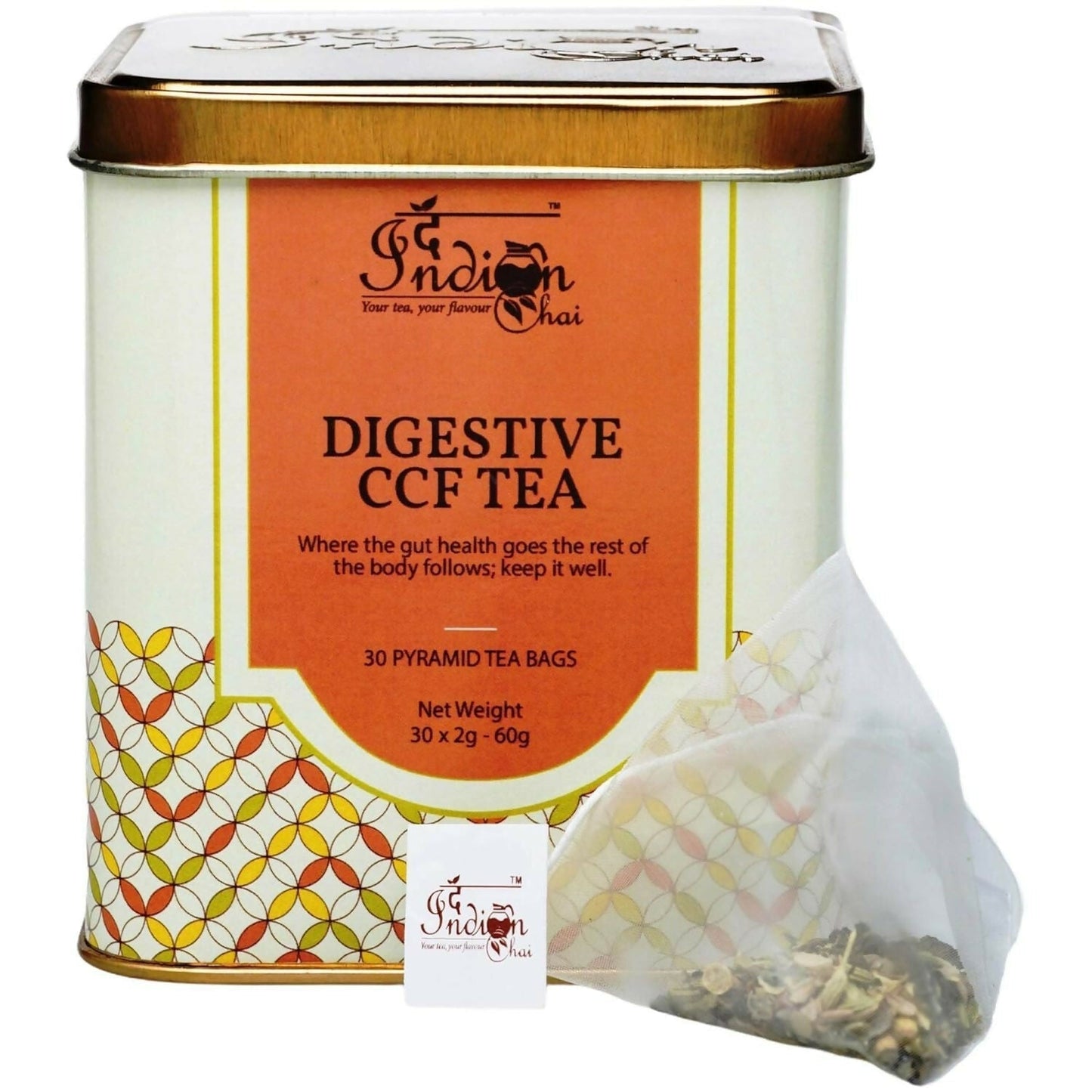 The Indian Chai - Digestive CCF Tea 30 Pyramid Tea Bags