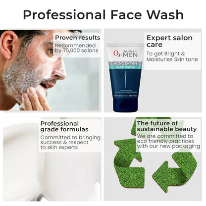 Professional O3+ Alpha Men Acno D-TAN Face Wash with Tea Tree