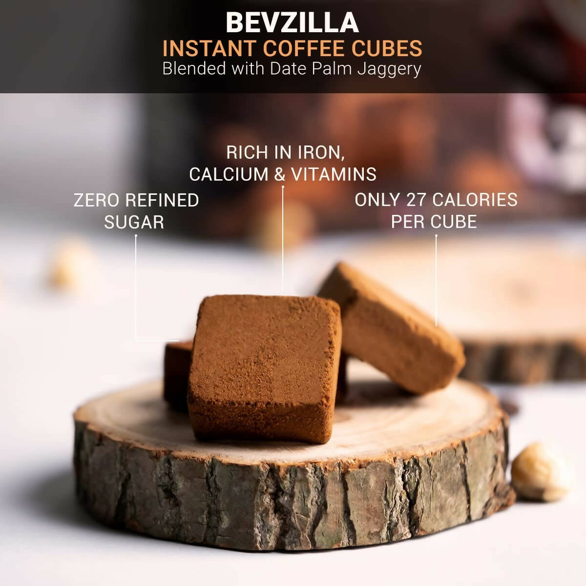 Bevzilla Instant Coffee Cubes Pack with Organic Date Palm Jaggery - Classic