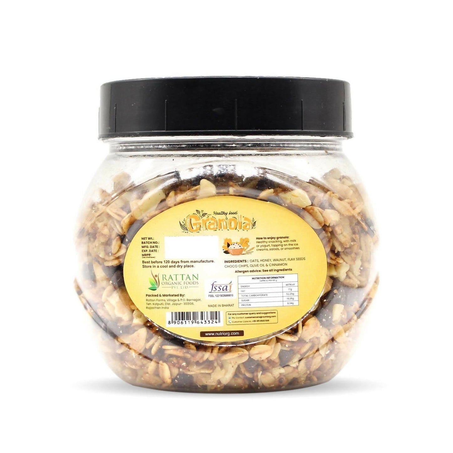 Nutriorg Crunchy Granola Walnut, Flaxseeds & Choco Chips Flavor
