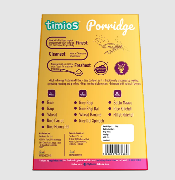 Timios Organic Rice Moong Dal Porridge